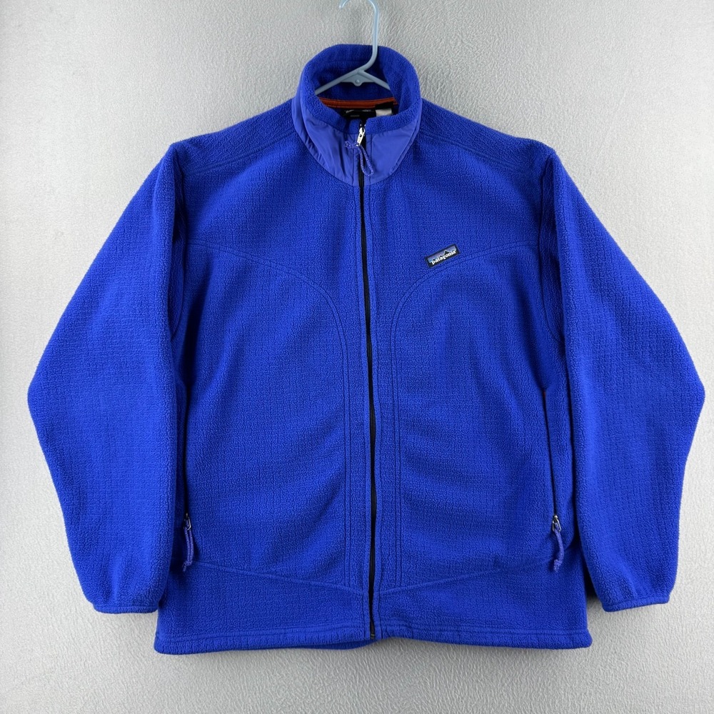 Vintage Patagonia‎ Jacket Mens XL Blue Regulator Grid Fleece Full Zip 90s USA